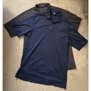 Nike Golf Dri Fit 2 Polo Shirts navy / Dark gray button up collar Men Size Large